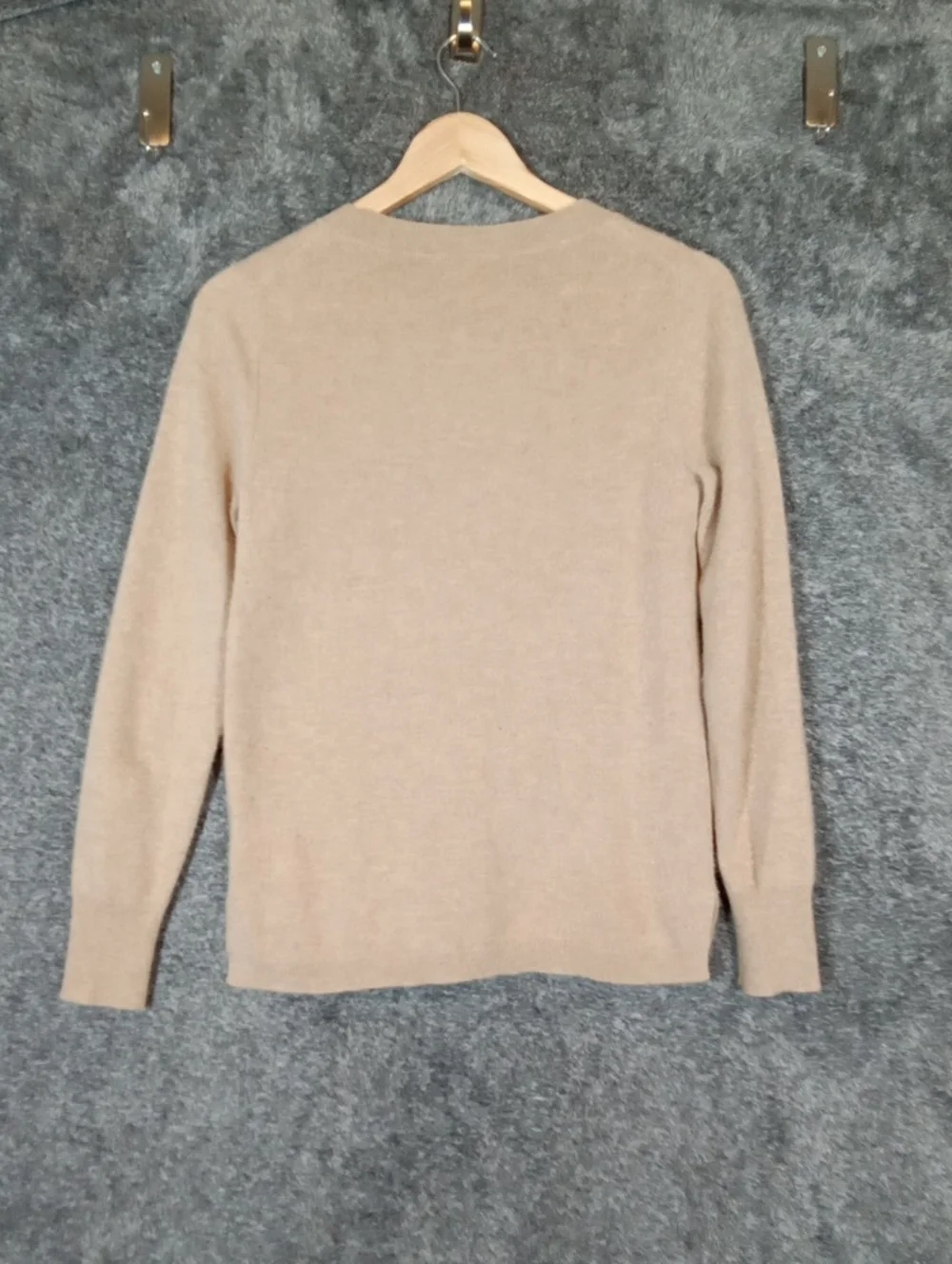 J Crew Cashmere Crewneck Sweater With Lurex Metallic Heart Neutral Fitted Small